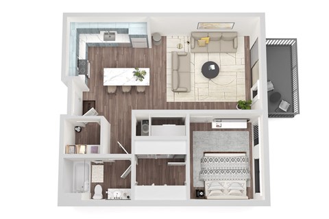 Floor plan for 1 bed, 1 bath, 815 sqft